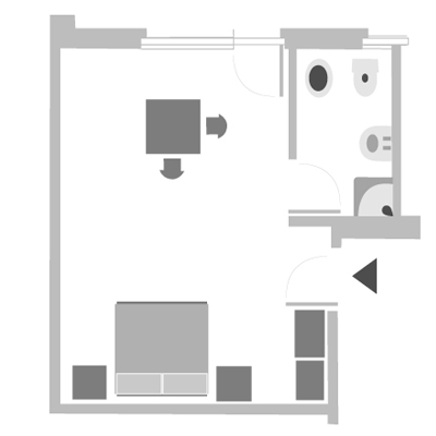 Zimmer für 2 oder 3 Personen 